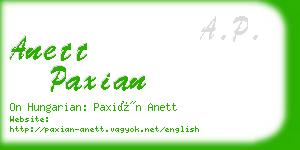 anett paxian business card